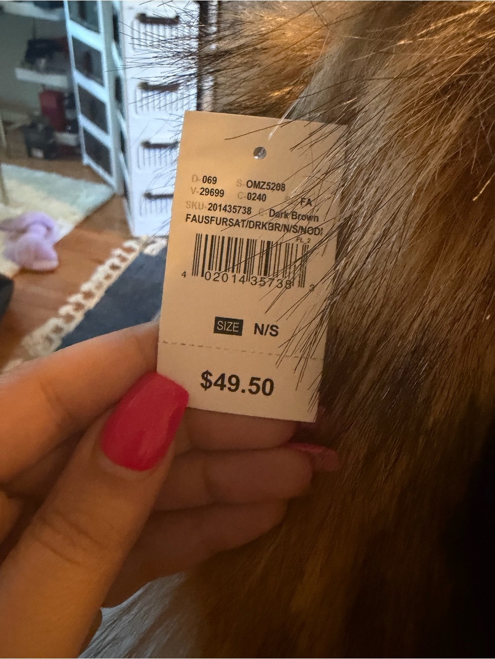 Ashley Stewart Faux Fur Satchel in Brown with Black Handle - Picture 2 of 6